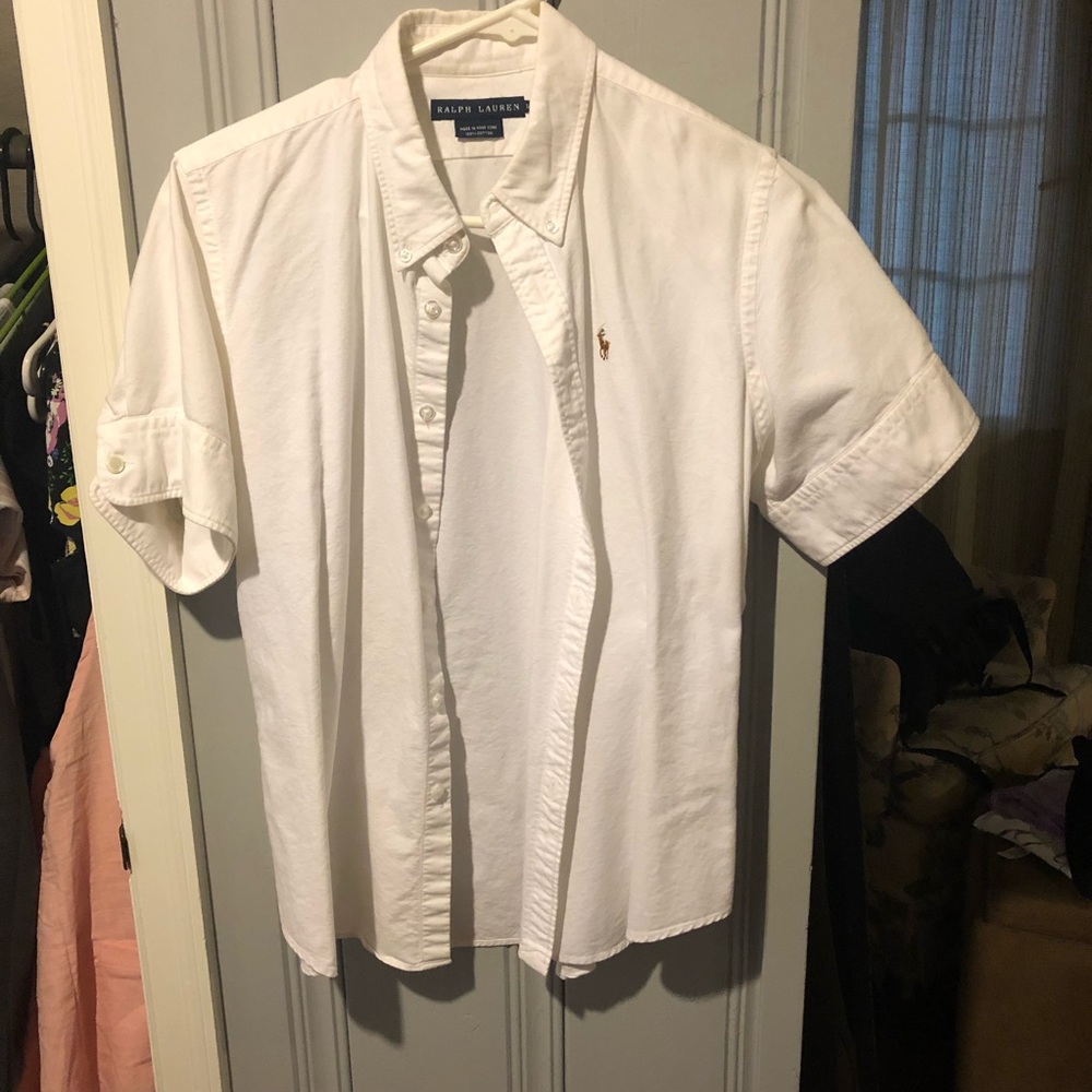 Ralph Lauren White Short Sleeve Button up